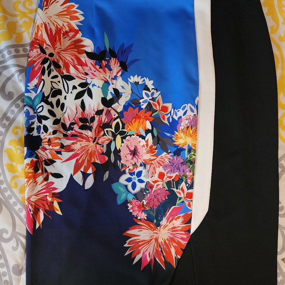 Black pencil skirt with color design - large
